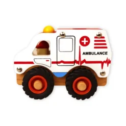 Ambulanse med gummihjul - H: 9,5 cm