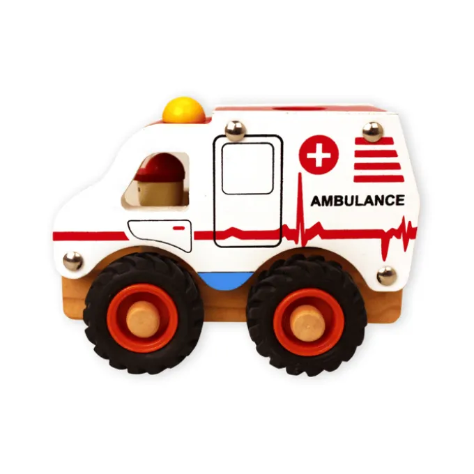 Ambulanse med gummihjul - H: 9,5 cm