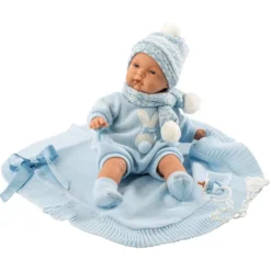 Babydukke - Lyseblå klær, 38 cm