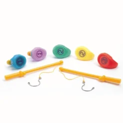 Badeender, 5 stk regnbue 7 cm + 2 fiskestenger