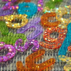 Bokstaver med glitter, 26 stk