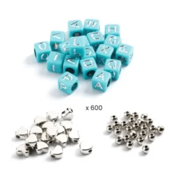 Bokstavperler - Sølvmiks, 1.000 stk