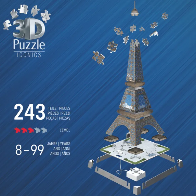 3D LED-puslespill med 216 brikker - Eiffeltårnet