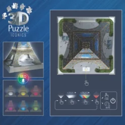 3D LED-puslespill med 216 brikker - Eiffeltårnet
