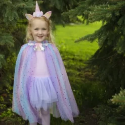 Enhjørningkappe + hårbøyle, str. 3-6 år