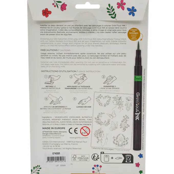 Fargelegg-selv-tatoveringer - Flower Power