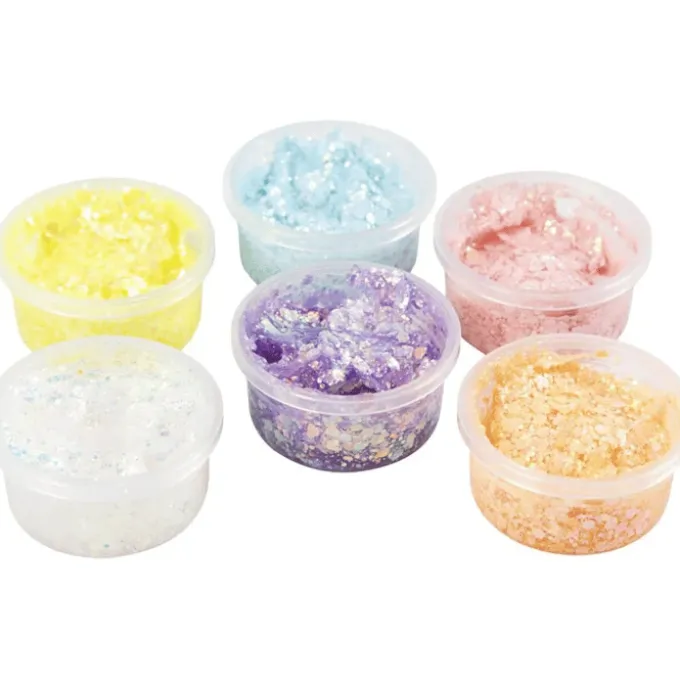 Glitter Clay 6 x 20 ml - Pastellfarger