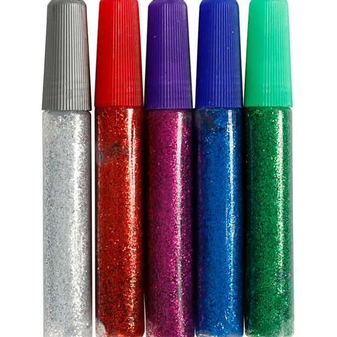 Glitterlim 10 ml. - Blandet, 5 stk