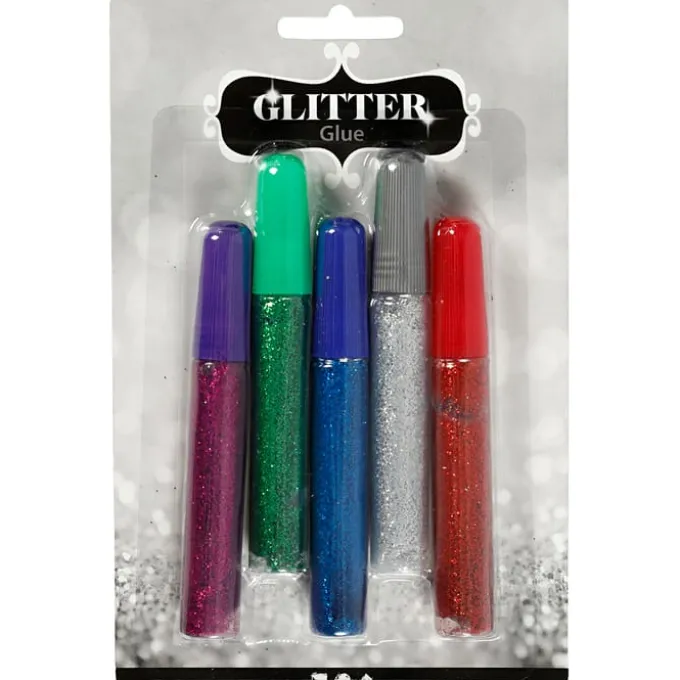 Glitterlim 10 ml. - Blandet, 5 stk