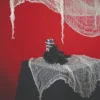 Halloweenpynt - revnet stoff - Hvitt (55 x 350 cm)