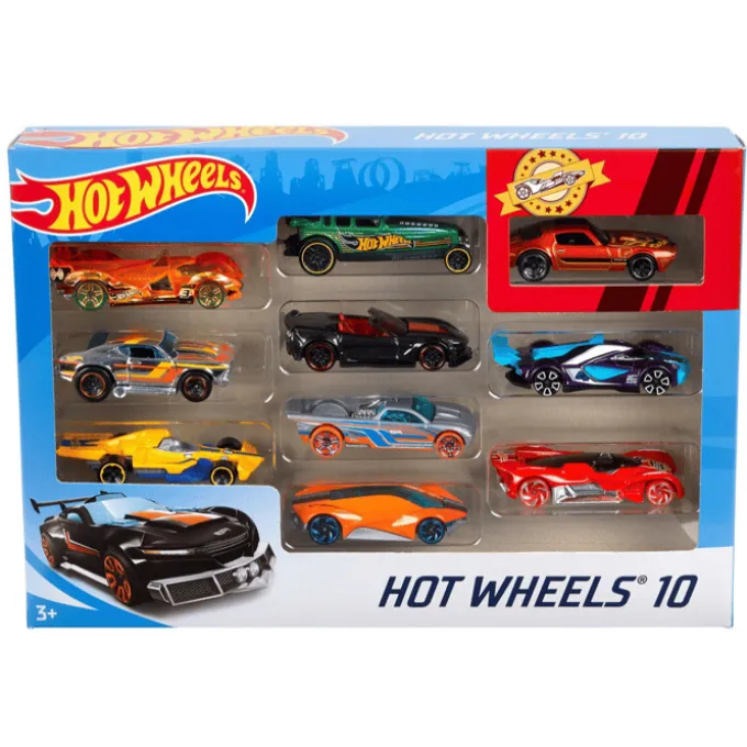 Hot Wheels-biler (assortert), 10 deler