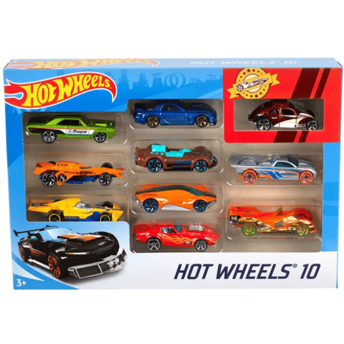Hot Wheels-biler (assortert), 10 deler