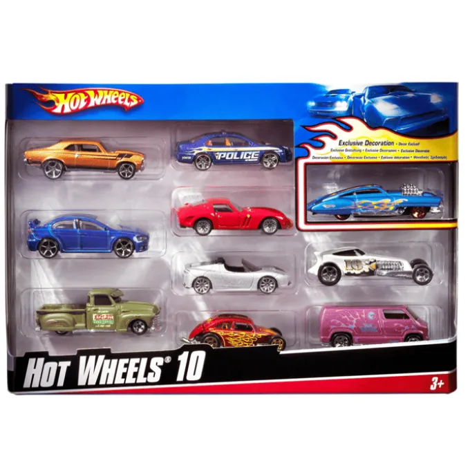 Hot Wheels-biler (assortert), 10 deler