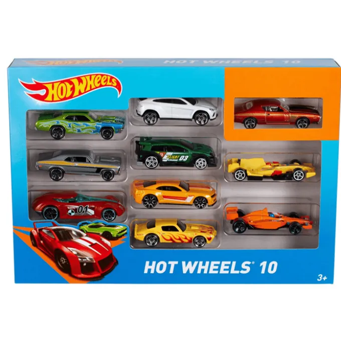 Hot Wheels-biler (assortert), 10 deler