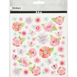 Klistremerker - Rosa vårblomster, 1 ark