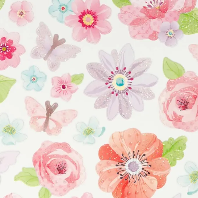 Klistremerker - Rosa vårblomster, 1 ark