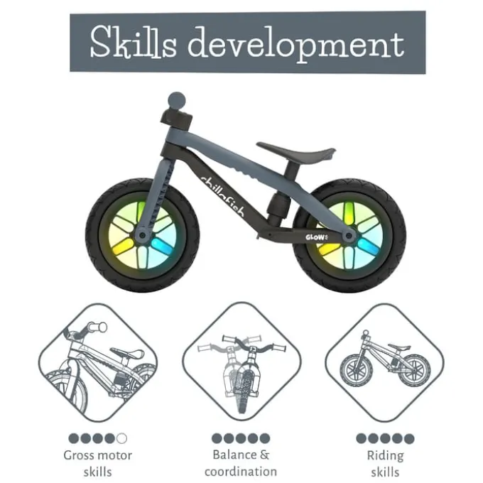 Løpesykkel BMXie GLOW - Antracit (2-5 år)