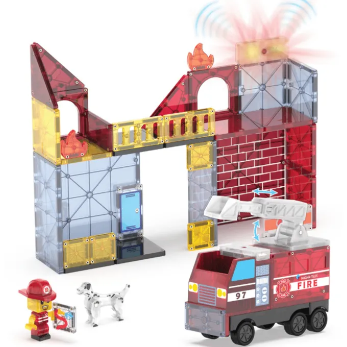 Magna-Tiles | Brannstasjon m. lyd og lys, 50 deler