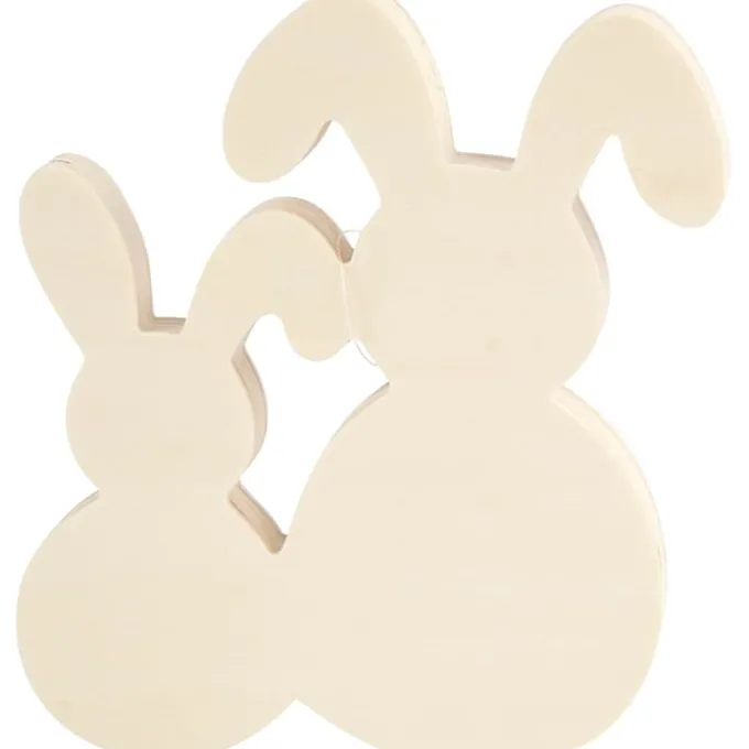 Mal påskeharer i tre - B: 16 cm.