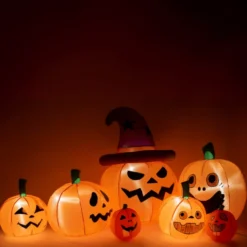 Oppblåsbare Halloween-gresskar med lys, 210 cm