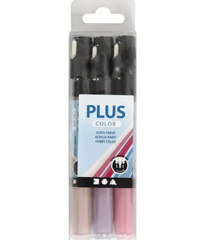 Plus Color tusjer - Lys rosa/Lilla/Rosa, 3 stk.