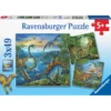 Puslespill med 3 x 49 brikker - Dinosaurer