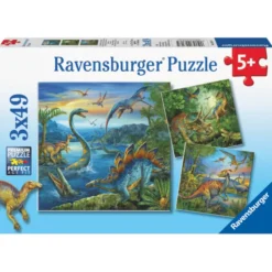 Puslespill med 3 x 49 brikker - Dinosaurer