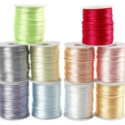 Satengsnor Ø2 mm, 50 m - Pastellfarger, 10 stk