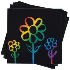 Scratch kort 15 x 15 cm - Regnbue, 100 stk.