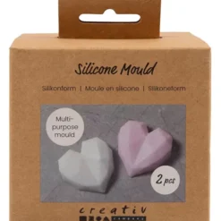 Silikonform - Fasetthjerte, 2 stk.