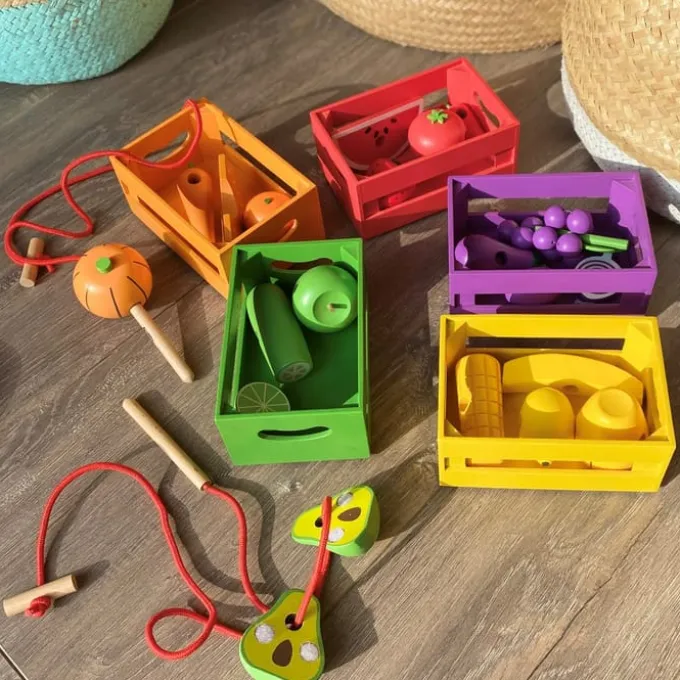 Sorter i kasser - Frukt og grønnsaker