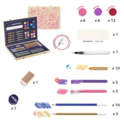Tegne- og malekoffert - Glitter, 60 deler