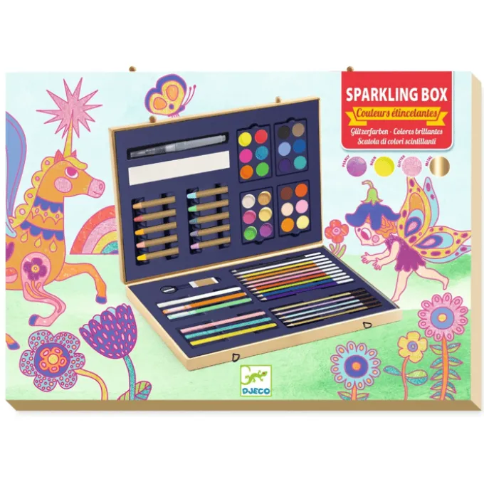 Tegne- og malekoffert - Glitter, 60 deler