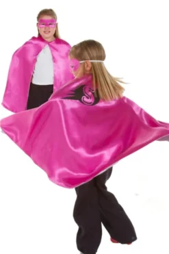 Vennbar kappe - Pink/sølv superhelt (3-7 år)